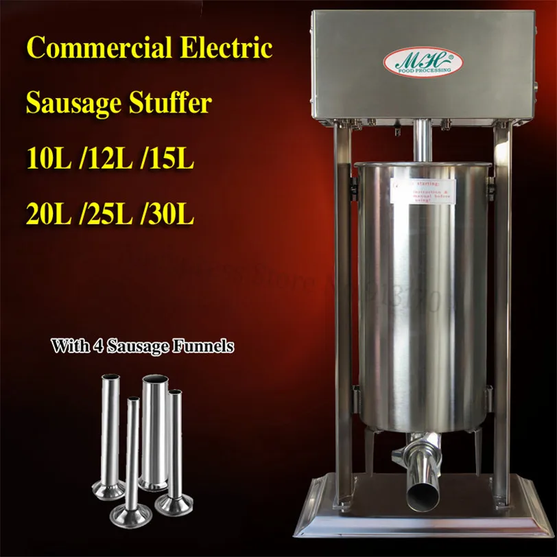 VEVOR Sausage Stuffer 25L Electric Sausage Stuffer Vertical Meat Stuffer  Stainless Steel Large Capacity Sausage Maker Commercial Meat Filler Machine  with 5 Filling Funnels for Home Restaurant Use 