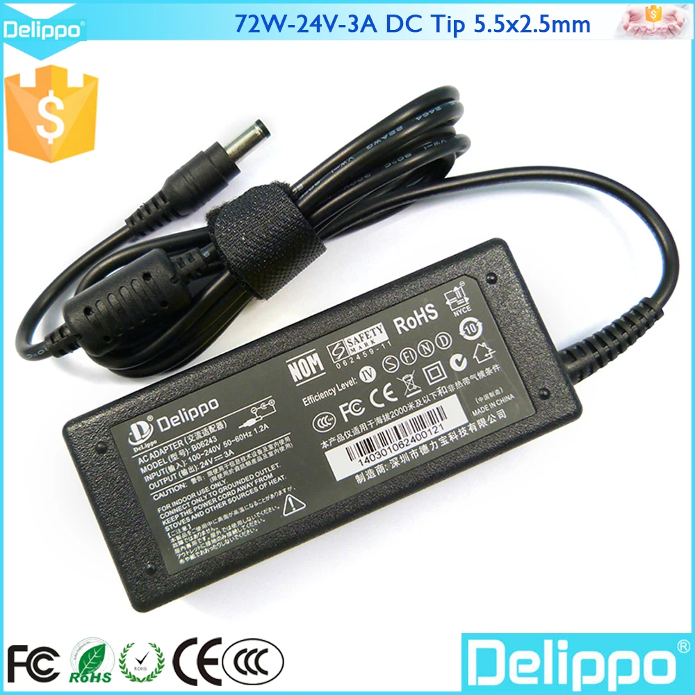 Delippo 24 فولت 3a امدادات الطاقة لل tsc TTP-244PLUS 243E 342E الباركود طابعة ac محول الطاقة شاحن الحبل