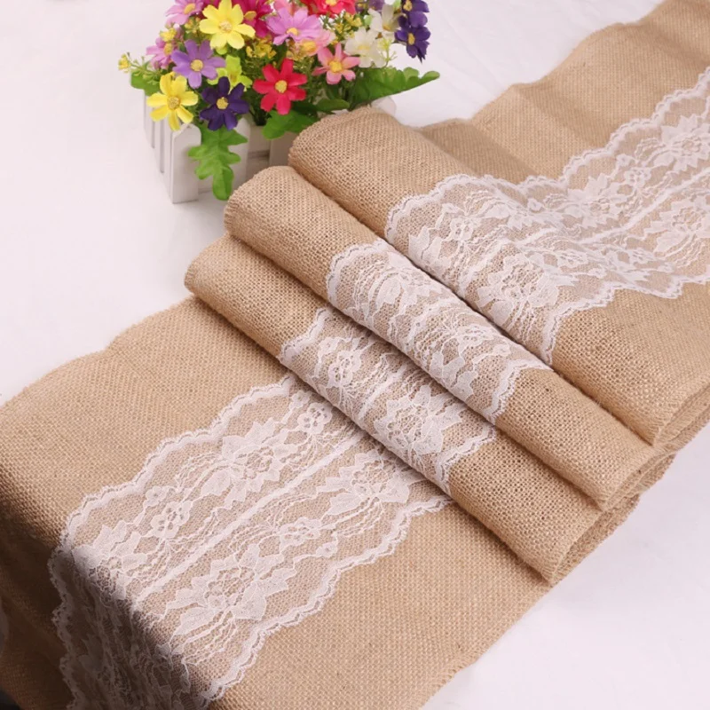 WLIARLEO Table Runner Burlap/Lace table runners For Home