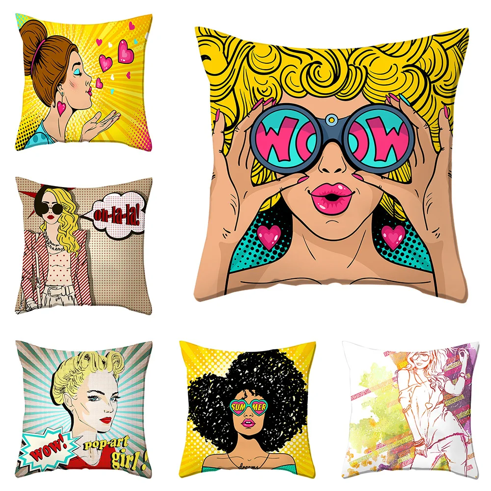 

ZEIMON 45x45 Unique Artist Cushion Cover Cotton Line Reusable Pillow Case Fashion Women Throw Pillow Home Decor Pillow Covers