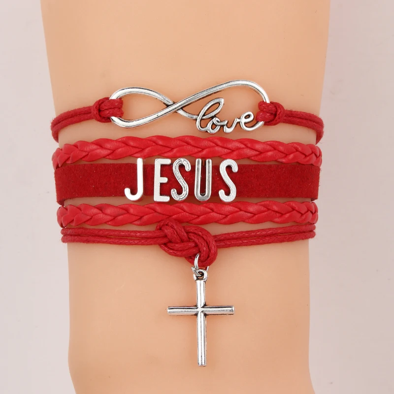 Drop shipping Infinity Love JESUS bracelets cross charm religious faith