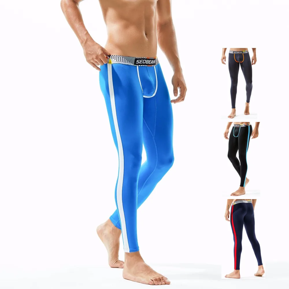 

Seobean Shapewear Men's Long Johns Male Tights Leggings Warmer Spandex Male jogger Long Thermal Underpants Man Sexy Solid Winter