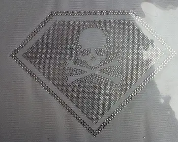 

2pc/lot white clear Skull superman iron on crystal transfers design hot fix rhinestone transfer motifs applique patches shirt