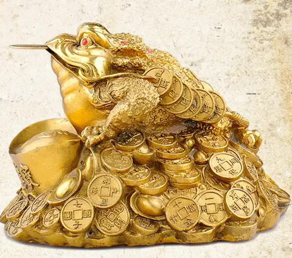

DYZ 707+++++++Pure bronze Golden Toad ornament, light big, three feet toad, three feet golden cicada