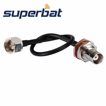 Superbat BNC Женский Разъем перегородка с уплотнительным кольцом прямой к F Штекер прямой кабель Пигтейл RG174 50 см