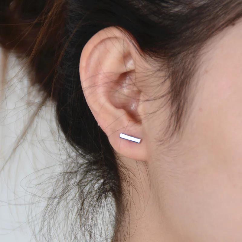 

Women Jewelry Brincos Simple Design Short Metal Strip Stud Earrings Pendientes Wholesale SED119