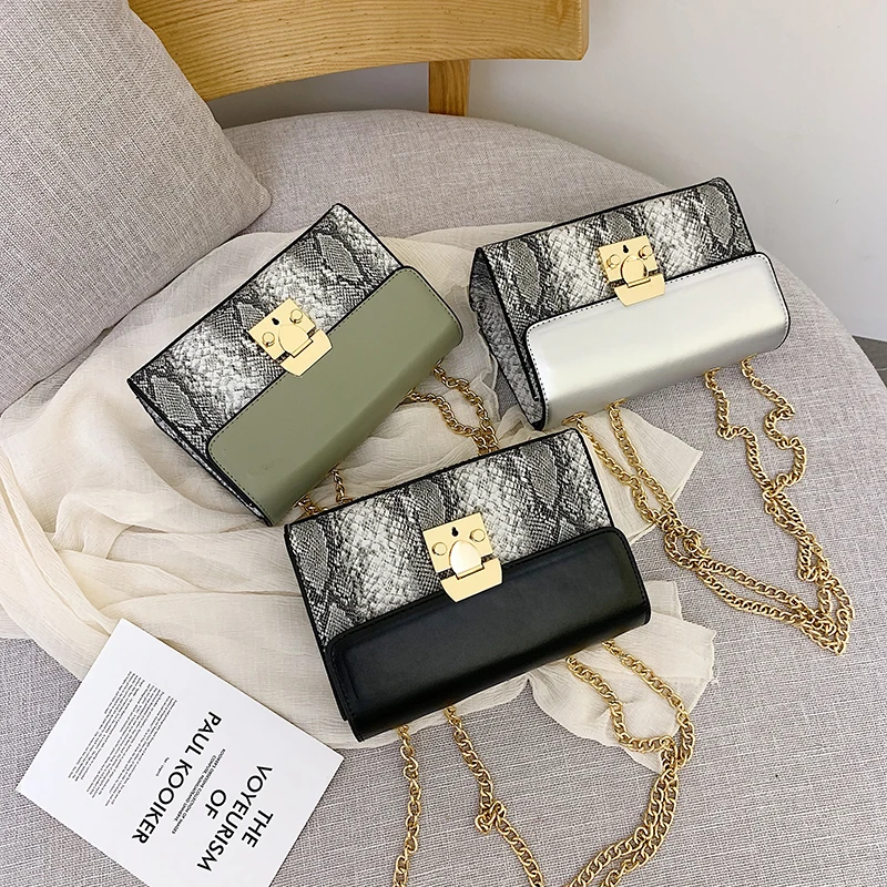 

Women's Shoulder Female Bag 2019 Woman Silver Snake Leather Crossbody Bags For Women Luxury Handbags Women Bags Designer Fashion