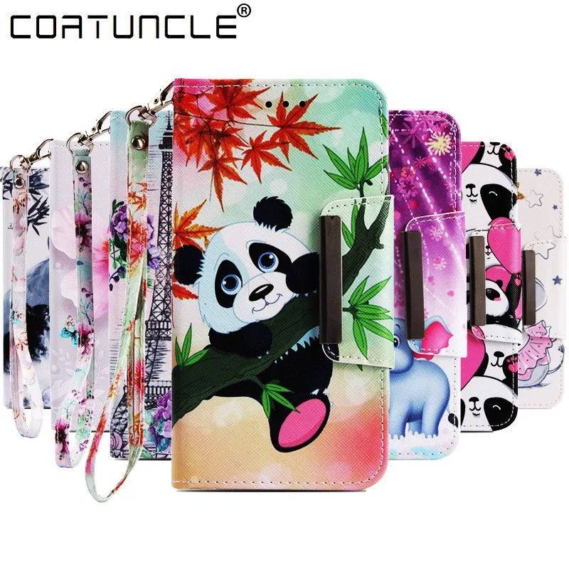 

Nova 3e Case on sFor Coque Huawei P20 Lite Case for Fundas Huawei P20 Pro Cover panda Painted Flip Leather Wallet Phone Cases
