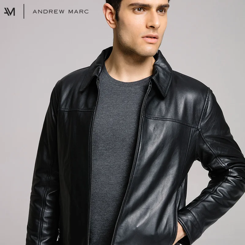 ANDREW MARC 2017 Men Autumn Sheepskin Genuine Real Leather Jacket Coat