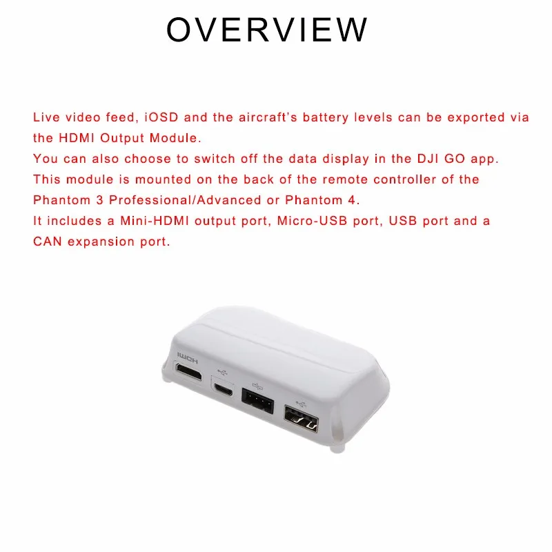 DJI HDMI Output Module For Phantom 4/3 Professional / Advanced Drone Accessories