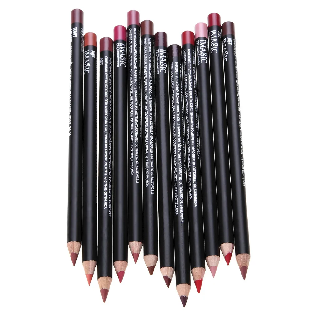 12pcs/lot Colorful Party Queen Lip Liner Pencil Multipurpose Waterproof