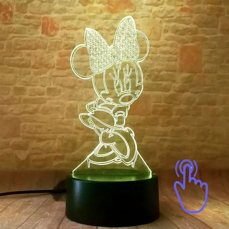 Микки Аниме Figma 3D светодиодный стол Ночной светильник 7 цветов Изменение сна светильник Мышь мягкий термополиуретановый чехол для телефона с Мышь фигурка из аниме «Astroboy(светильник-Набор для творчества, обучающая игрушка для малышей - Цвет: Touch Switch 1