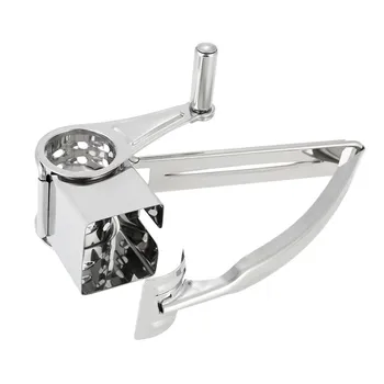

Stainless Manual Rotary Cheese Grater Slicer Multi-Purpose Cheeses Carrots Cucumbers Cutter Shredder with 3 Interchanging Drums