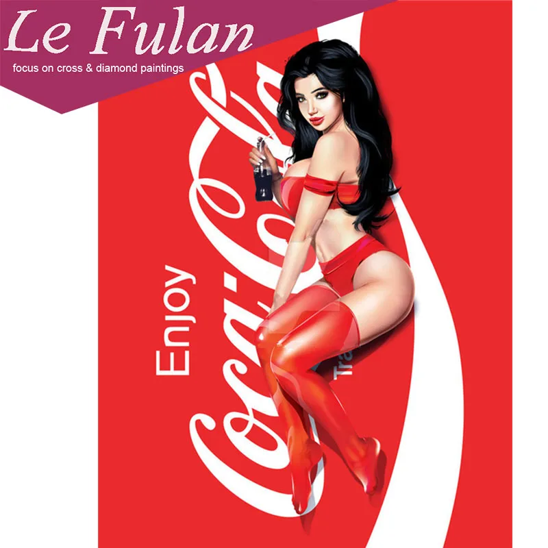 

Le Fulan 5d Diy Diamond Painting Full Round Cola Girl Lady Sexy GIFT Enjoy Restaurant Bar Decoration Wall Sticker Daimond mosaic