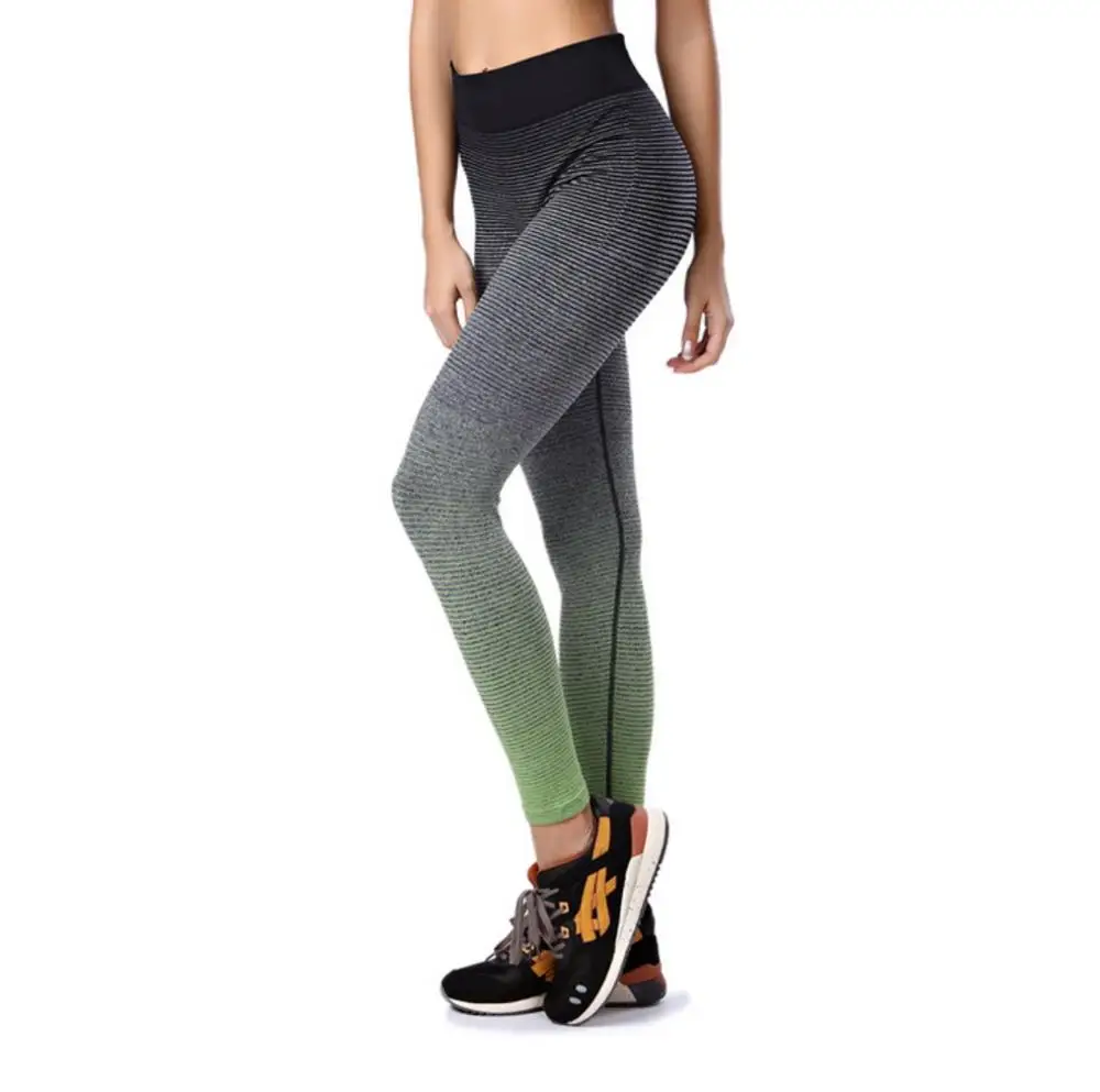 green leggings High Elasticity High Waist Leggings Seamless Workout Mayas Mujer Deporte Quick Dry Gradient Sports Leggings Tie Dye Women Skinny - Цвет: green leggings