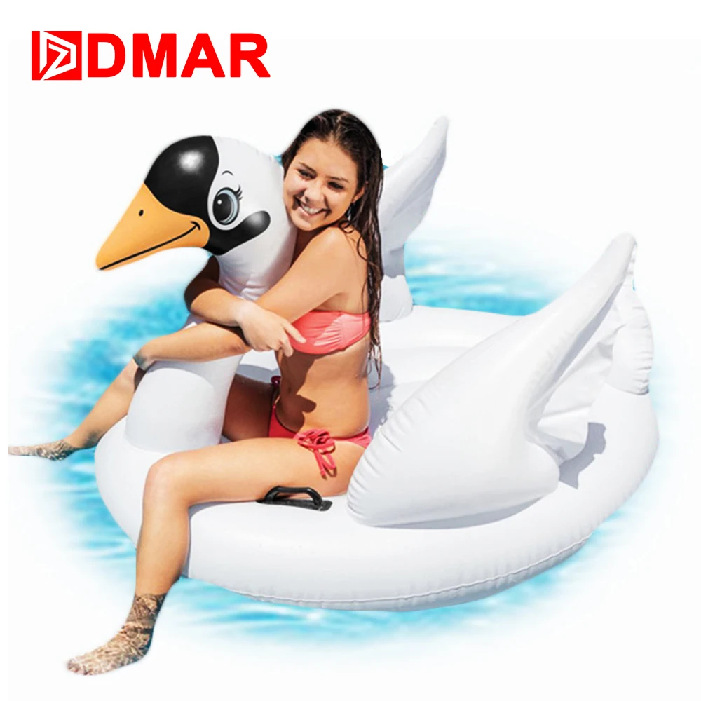 

DMAR Inflatable Swan Giant Pool Float 130CM Mattress Beach White Mat Swimming Ring Swmming Circle Beach Sea Water Party Toys New