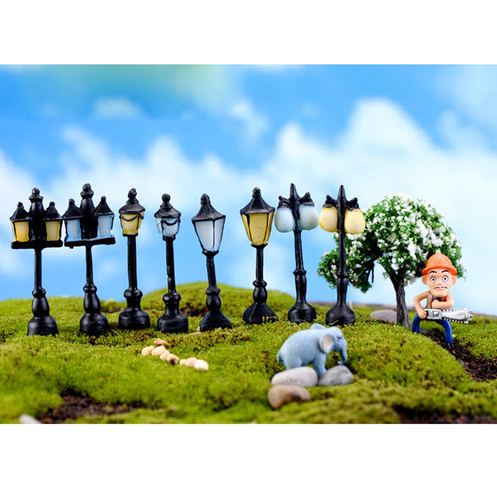 Street Light Square 1-Lamp Landscape Bonsai Dollhouse Miniature Craft Decor