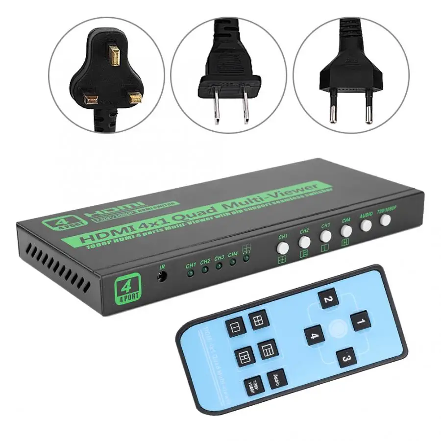 

100-240V 4x1 Quad HDMI Multi-Viewer Seamless Switch Screen Splitter cable