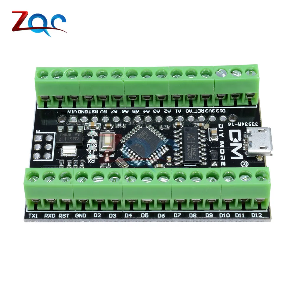 Micro USB Atmega328P Nano V3.0 CH340 драйвер с адаптером клеммой Плата расширения 2 в 1 модуль