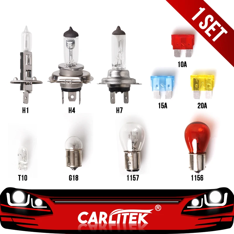 

1set Halogen Spare Light Bulb Car Headlight Kit H1 H4 H7 Emergency Lamp T10 1156 1157 Turn Signal Lamp 12V Auto Accessories
