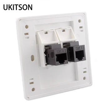 

Straight Plug CAT6 RJ45 With CAT3 RJ11 Phone Wall Panel 86x86