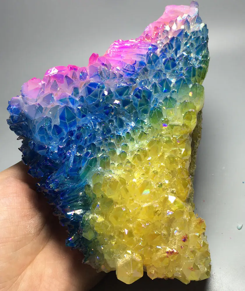 

974g More color Aura Quartz Crystal Titanium Bismuth Silicon Cluster Rainbow crystals healing stones