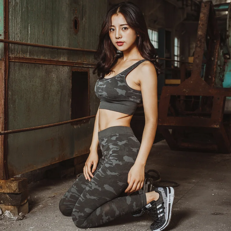 

Summer Women Sport Breathable Leisure Fitness Underwear Running Vest Yoga Clothes Nine Minutes of Pants Suits Two Pieces Set
