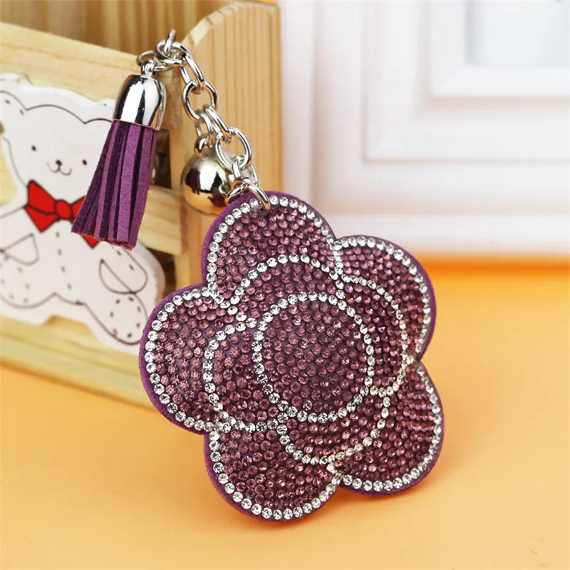 Crystal Flower Key Chain Key Ring Women Girls Handbag Pendant New Jewelry Car Key Accessories