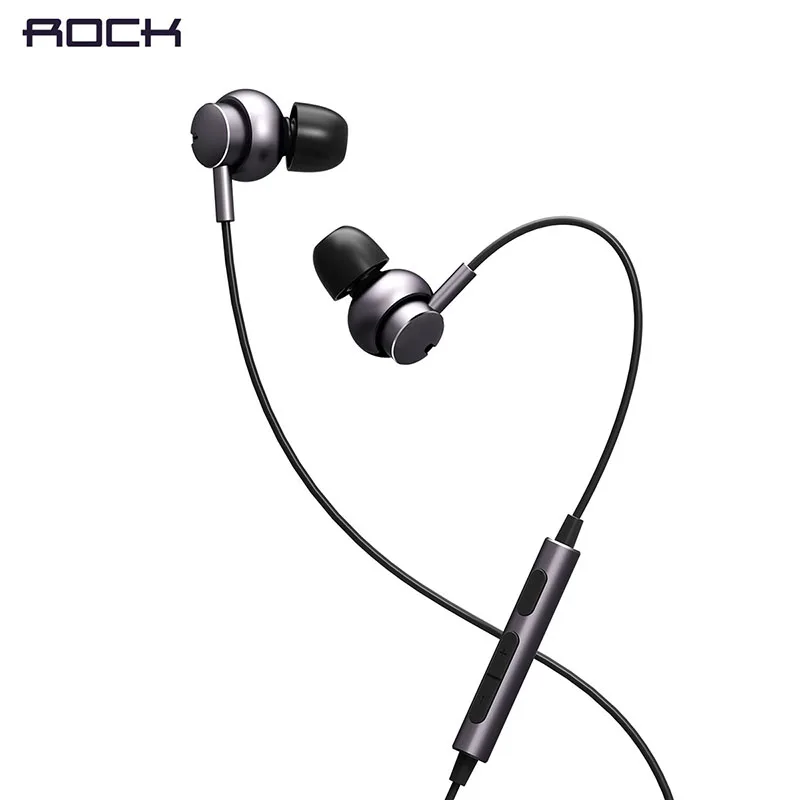 

ROCK Mubow Stereo Earphone Metal In-Ear Wire Control With Mic 3.5mm For iPhone Android Samsung Headset