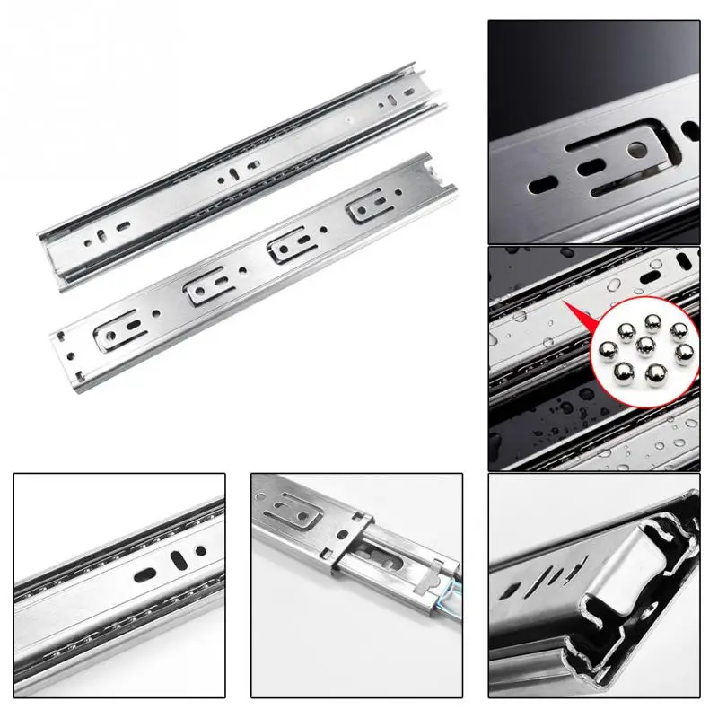 

8inch/10inch/12inch/14inch/16inch undamped Stainless Steel A Level Drawer Slide Three Tracks Drawer Rail Slide Rail Ball Track