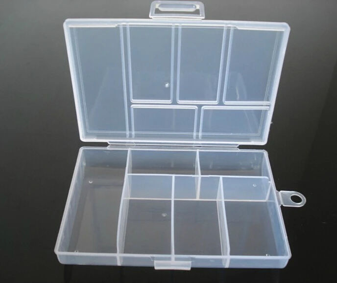 Clear Plastic 6 Slots Jewelry Storage Box Case Craft Organizer Bead Holder New 