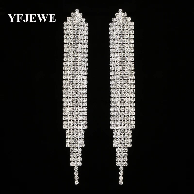 

YFJEWE Top New Crystal Elegant Jewelry Summer Style Pendant Earrings for Women Gold and Silver Plated Wedding Accessories E449