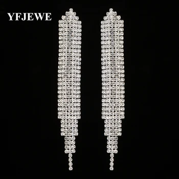 

YFJEWE Top New Crystal Elegant Jewelry Summer Style Pendant Earrings for Women Gold and Silver Plated Wedding Accessories E449