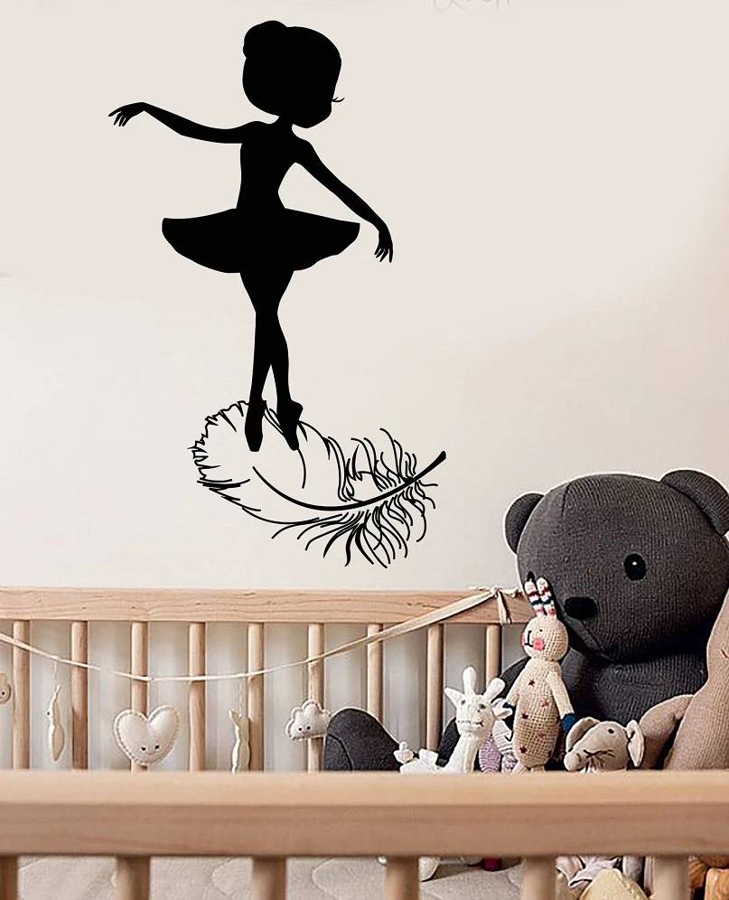 Applique Murale En Vinyle Avec Plumes D Oiseaux Decoration Pour Chambre D Enfant Petite Fille Ballerine Ballet Studio 17 Aliexpress Maison Animalerie