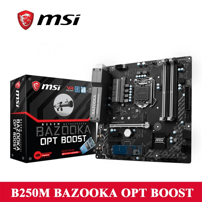 MSI Original Motherboard B250M BAZOOKA OPT BOOST DDR4 Socket USB 2.0 Dual Channel USB 3.1 Gen2