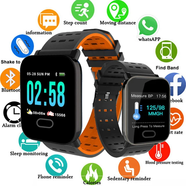 Мужские Смарт часы с монитором сердечного ритма фитнес трекер кровяное давление