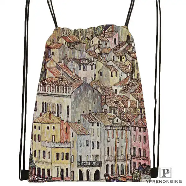 Drawstring Backpack Custom Gustav_Klimt@ 1 рюкзак на шнурке, сумка, милый рюкзак для детей, ранец(черная спинка) 31x40 см#20180611-02-98 - Цвет: Drawstring Backpack