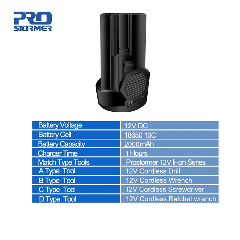 PROSTORMER 12V Rechargeable Lithium Battery