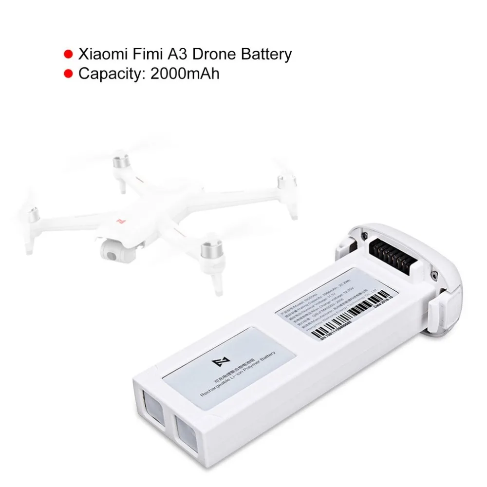 

Rechargeable Intelligent Battery Spare Parts for Xiaomi Fimi A3 11.1V 2000mAh Drone Quadcopter Parts Accessories