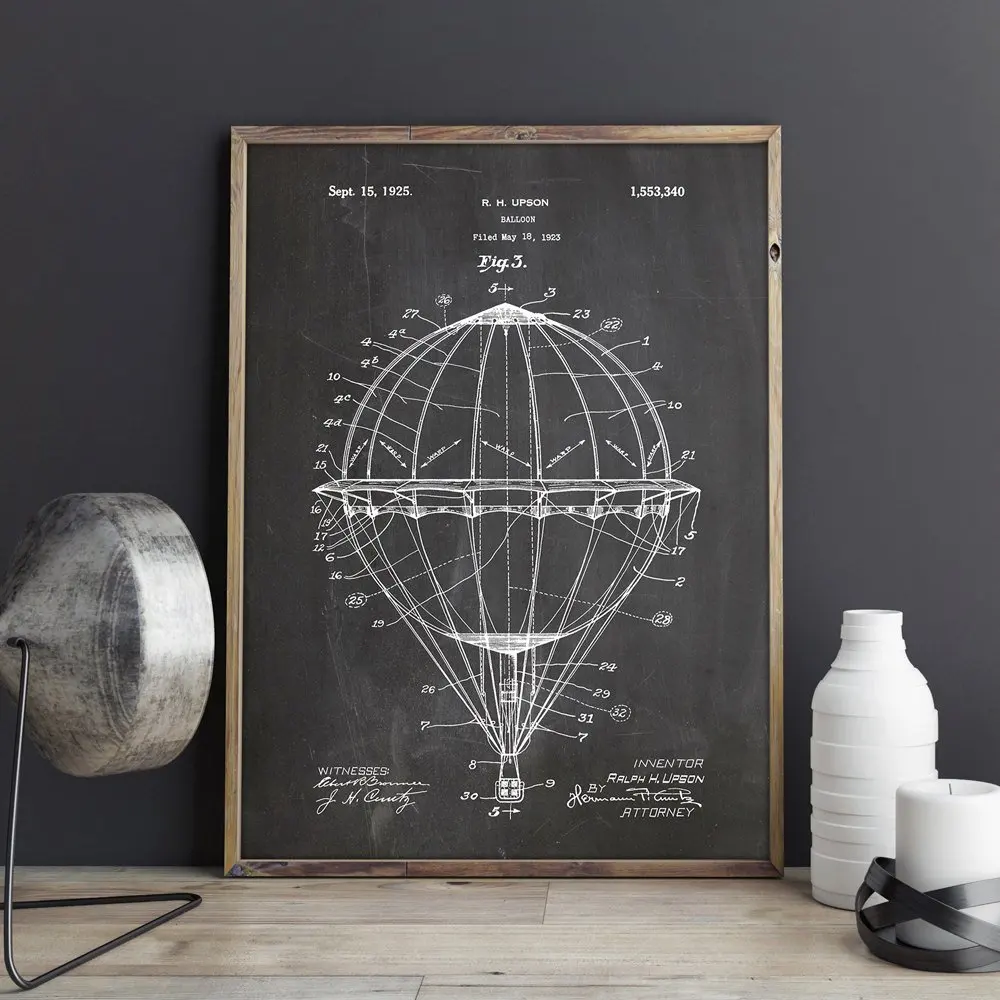 

Hot Air Balloon patent, Aviation artwork,Gallery wall art , posters, room decor, print,blueprint, gift idea,wall Decorations