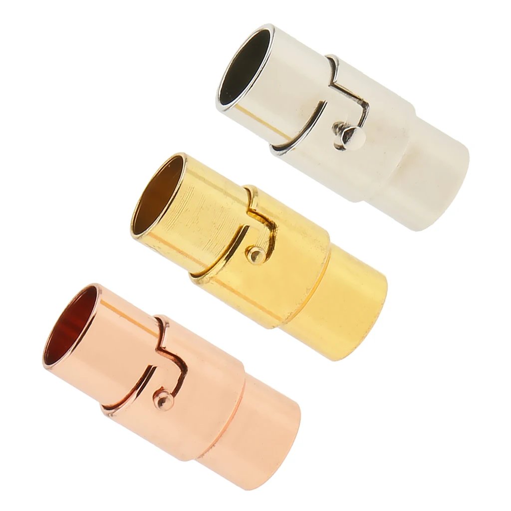 

3 Sets Leather-Kumihimo Glue In Magnetic Clasp Slide Lock Bracelet DIY Gold