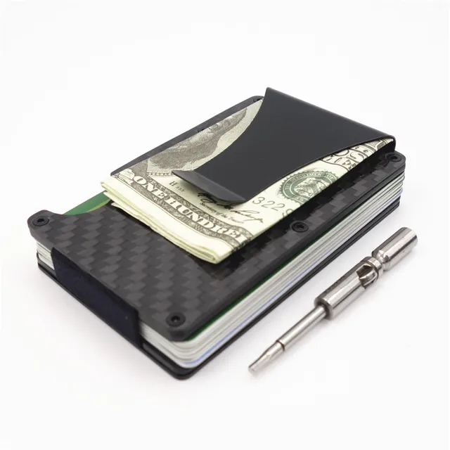 Carbon Fiber Metal Mini Money Clamp Rfid Credit Business Card Case Carbon Fiber Metal Mini Money Clamp Rfid Credit Business Card Case Car Id Holder Wallet Clip