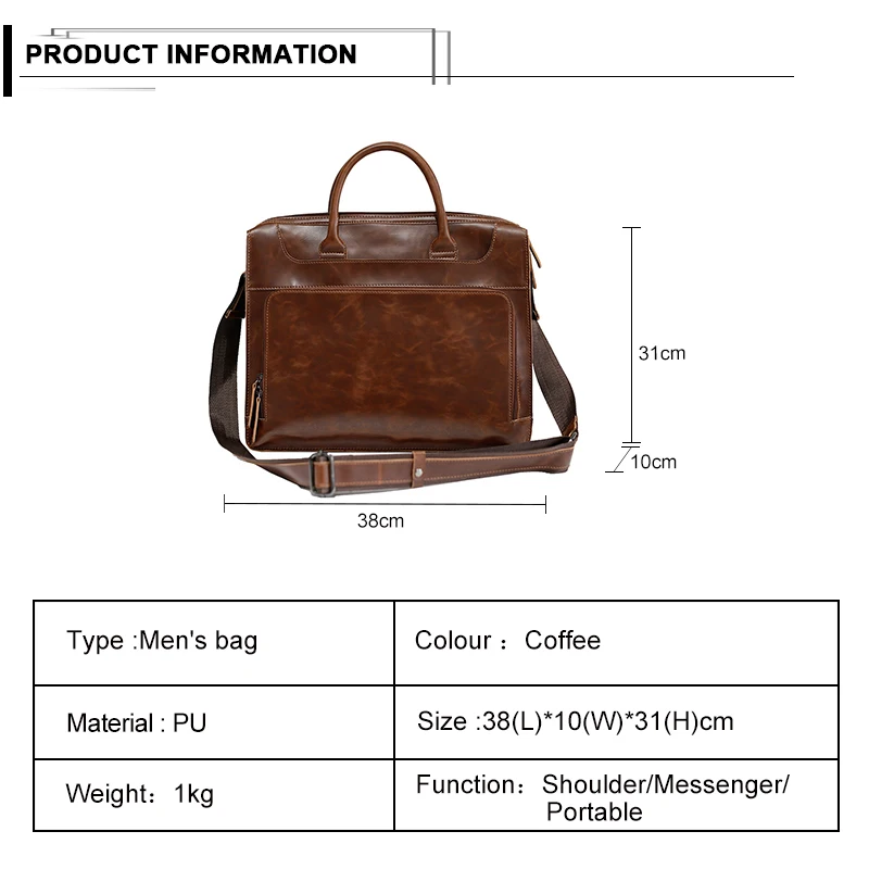 Мужской портфель, сумки для ноутбука, новая модная сумка из искусственной кожи, мужская сумка через плечо известного бренда, сумки-мессенджеры, одноцветная мужская кожаная сумка
