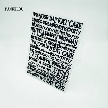 

PANFELOU The Birthday wishes Embossing folders Plastic For Scrapbooking DIY Template Fondant Cake Photo Album Card Making