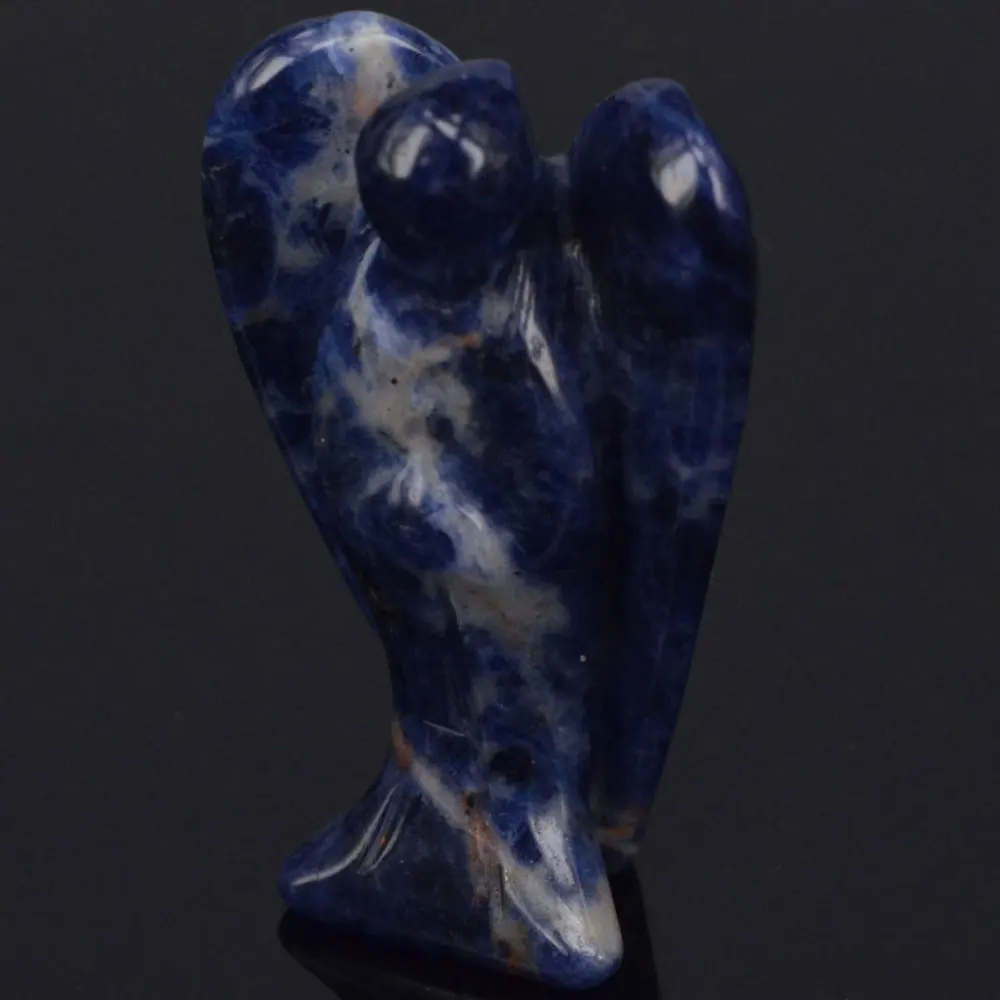2inch Blue Sodalite Gems Carving Angel Natural Crafts Stone Figurine Chakra Healing Reiki Stone
