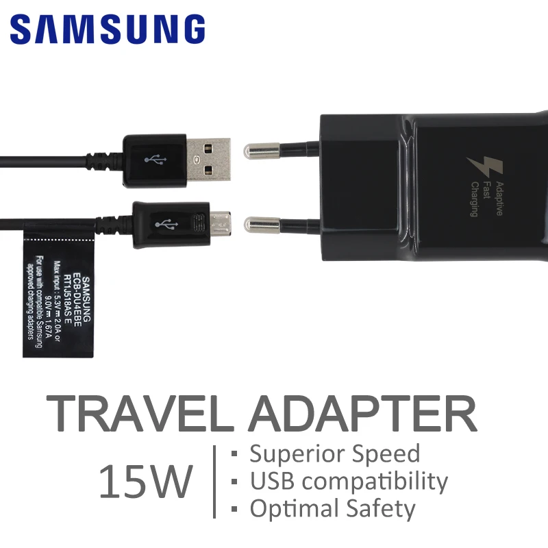Samsung Original Fast Charger Travel Adapter EU US 9V/1.67A Quick Charge USB 1.2M Cable For Galaxy S6 S7 S8 Edge Note 4 5 6 7 8