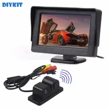 DIYKIT Проводной 4.3 Дюймов Цветной TFT LCD Монитора Автомобиля + Водонепроницаемый парковочный Радар Датчик Парковки Автомобиля Камеры Системы Комплект 2 в 1