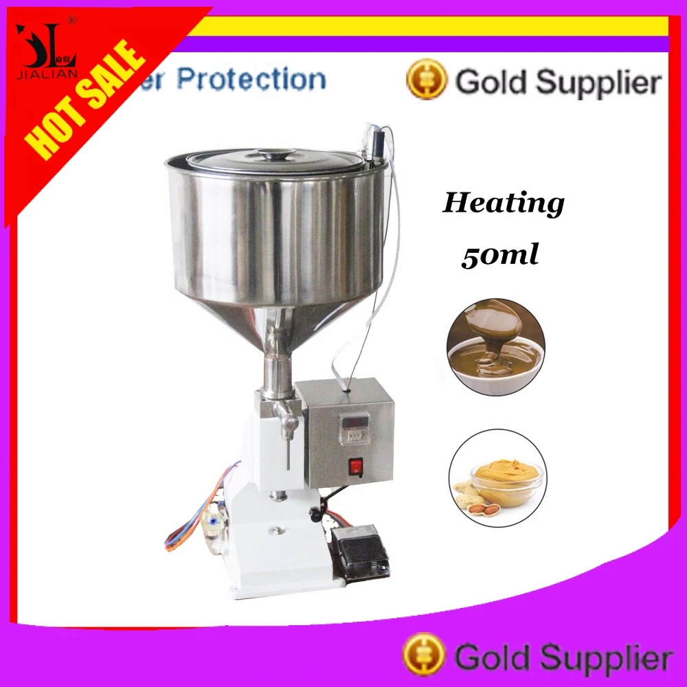 

Heating Hopper Pneumatic Filling Machine 5-50ml Cream Food Paste Dispensing Peanut Butter Packaging Equipment Free Shipping