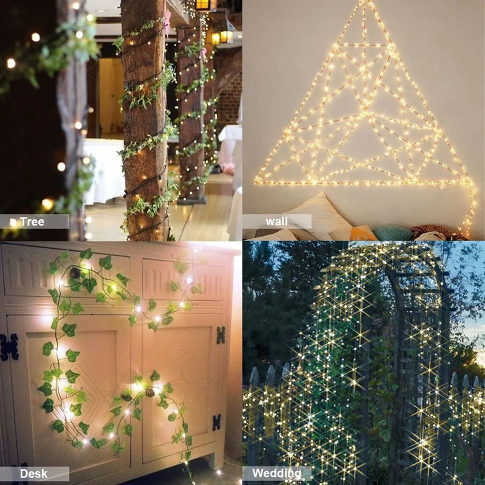 1/2/5/10M LED Light String Garland lighting Battery Powered Fairy Lights Remote Control For Christmas Wedding Party Decoration