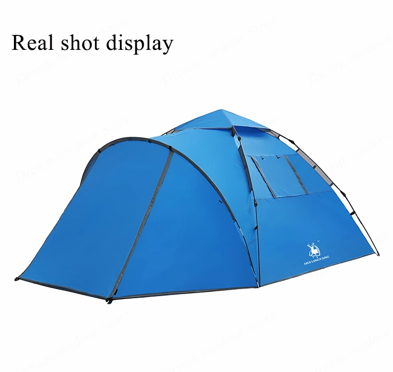 Кемпинговая палатка большое пространство двойной слой 3-4 человек палатки гидравлический автоматический Водонепроницаемый 4 сезона Открытый семейный пляж Пешие прогулки палатки